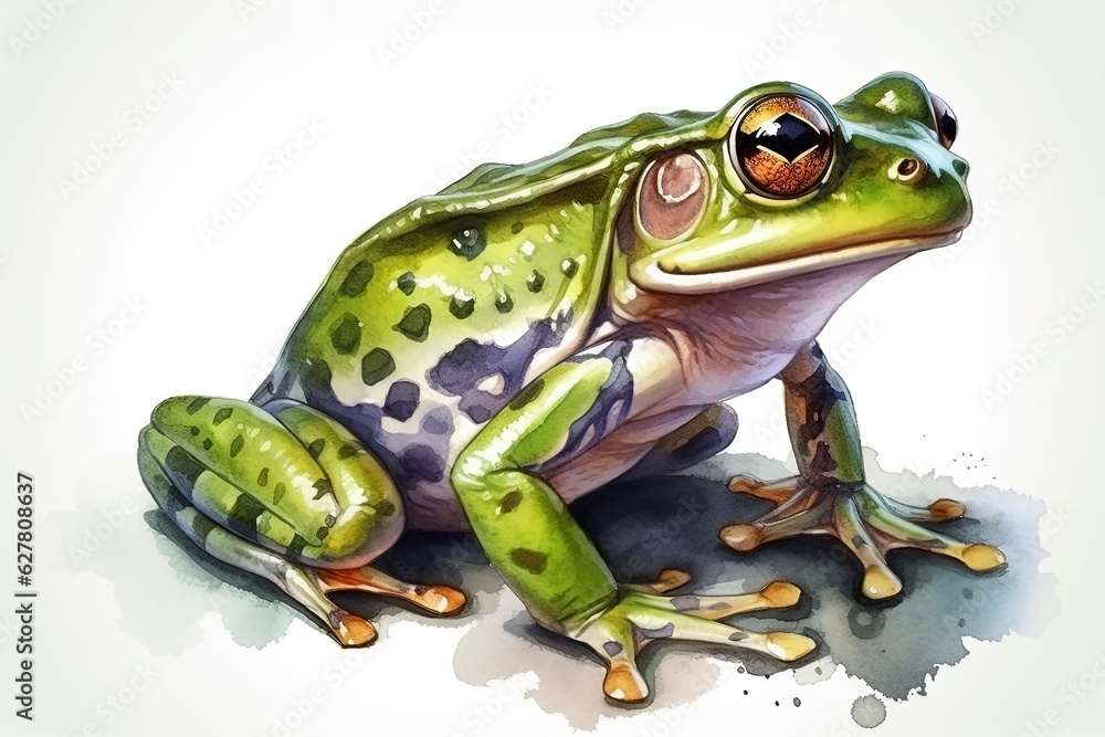 Watercolor frog illustration on white background Watercolor frog illustration on white background