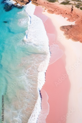 Peaceful Pink Sand Beach Overhead Abstract View