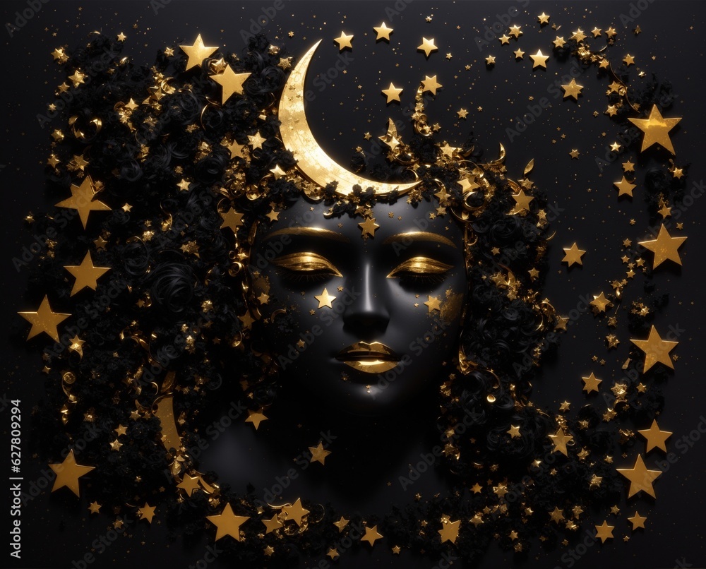 image on the theme of astrology and zodiac signs, sun and moon, space and stars. AI generated