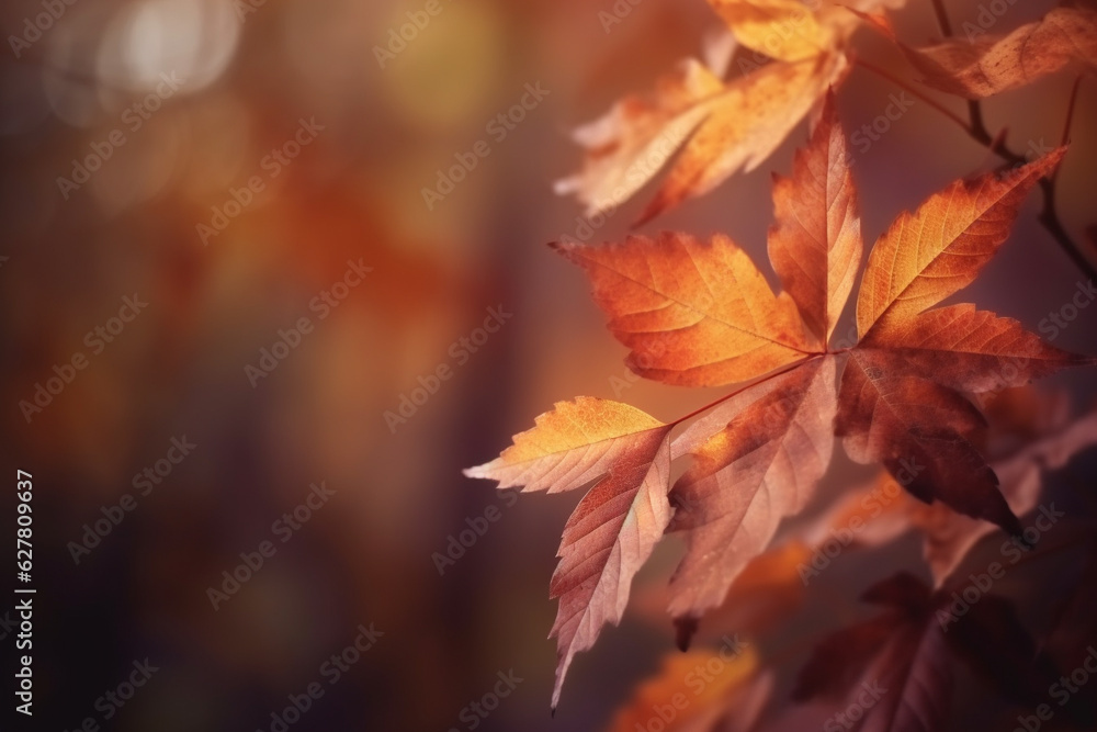 Autumn or fall seasonal colorful leaves and trees. Generative AI