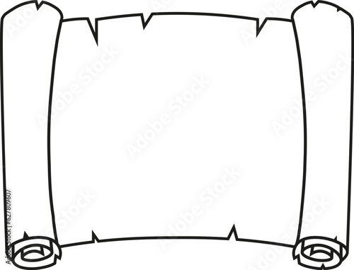 Old paper scroll icon. Vector illustration. Line style.
