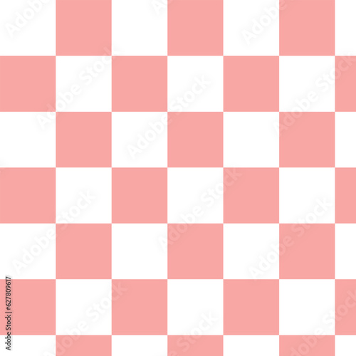 Groovy hippie 70s vintage pink and white chessboard, checkerboard background . Banner with a square grid. Pink and white grid style transparent background