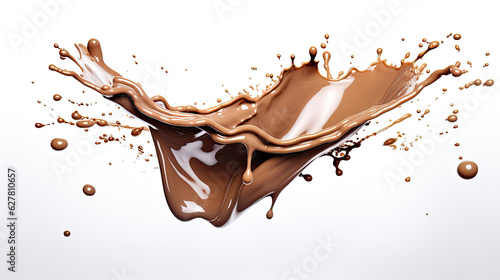 Chocolate splash isolated on white background. Generative Ai