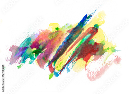 Watercolor drawing with several colors on watercolor paper