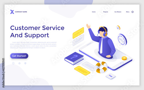 Isometric Vector Landing Page Template