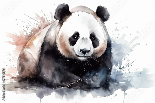 Watercolor panda illustration on white background