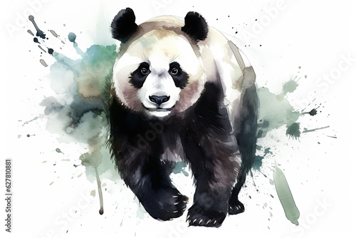 Watercolor panda illustration on white background