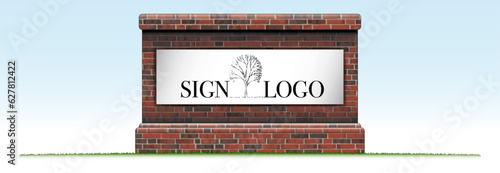 Brick monument sign blank for mockup drawing