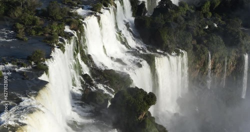 Stunning waterfall in Rainforest - Iguazu Falls - Arial photo