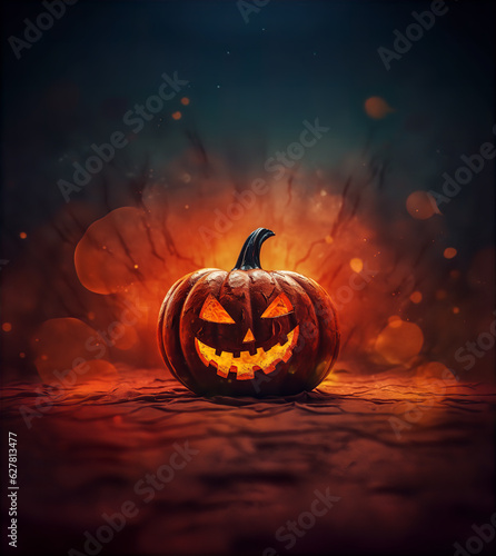 Grunge Halloween Pumpkin Spooky Scary Poster Background
