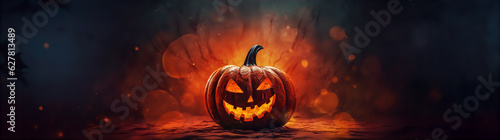 Grunge Halloween Pumpkin Spooky Scary Background Bannner photo