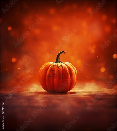 Halloween Pumpkin Orange Bokeh Wooden Poster Background
