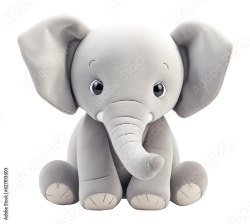 Cute Elephant Stuffed Toy Isolated on Transparent Background 