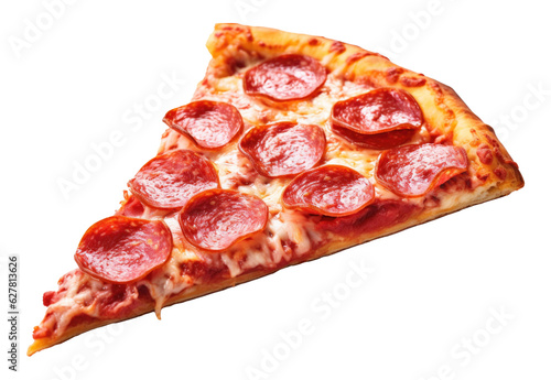 A Slice Of Pepperoni Pizza Isolated on Transparent Background 