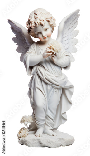 Angel Baby Statue Isolated on Transparent Background 