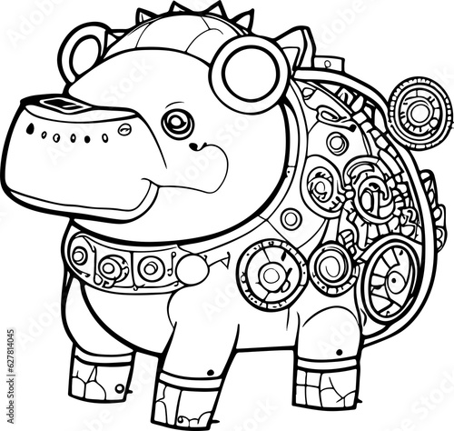 hippo colloring steampunk inspired drawing of natural photo