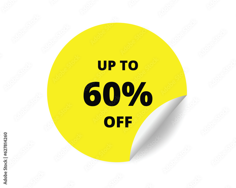 60% off round sticker sign. 60% off circle sticker banner, badge symbol vector illustration 60% off round sticker sign. 60% off circle sticker banner, badge symbol vector illustration