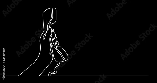 continuous line drawing vector illustration with FULLY EDITABLE STROKE of phone receiver answering making phone calls business contacts concept on black background