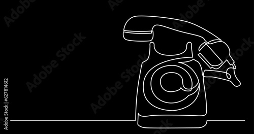 continuous line drawing vector illustration with FULLY EDITABLE STROKE of phone receiver answering making phone calls business contacts concept on black background