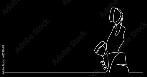 continuous line drawing vector illustration with FULLY EDITABLE STROKE of phone receiver answering making phone calls business contacts concept on black background