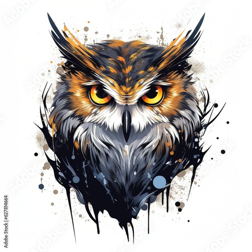 Owl logo t-shirt design with white background With Generative AI
