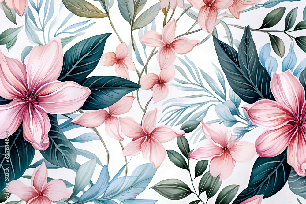 Generative AI Illustration of Background of flowers and plants with backgrounds of various colors Generative AI Illustration of Background of flowers and plants with backgrounds of various colors