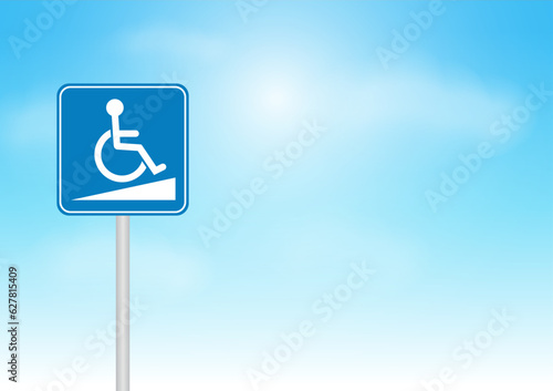 Disabled Parking Sign. Handicapped Parking Sign. Wheelchair Handicap Accessible Sign. Vector Illustration. 