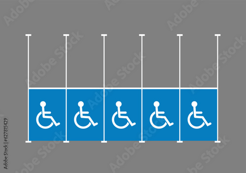 Handicapped Parking Area. Disabled Parking Space. Wheelchair Parking Space for Disabled People. Vector Illustration. 