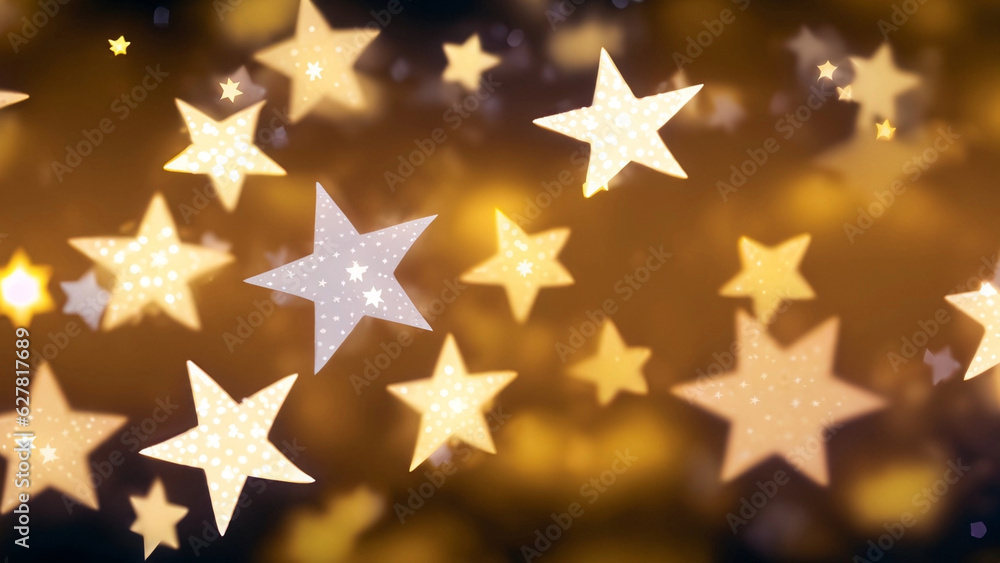 Golden stars bokeh background on black background Golden stars bokeh background on black background