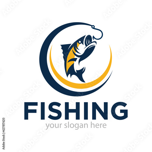 Fishing Logo Design Vector Illustration