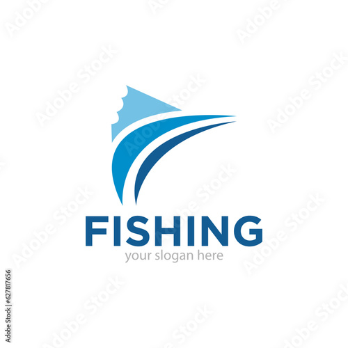 Fishing Logo Design Vector Illustration