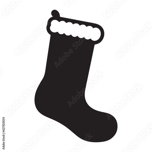 christmas stocking silhouette isolated on white vector