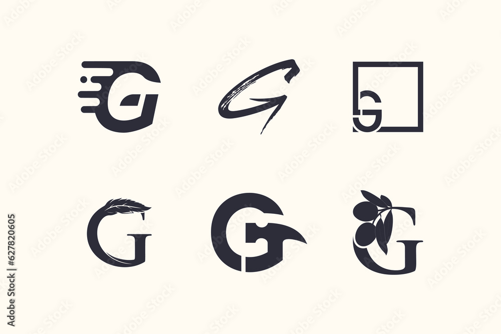 Letter G logo design vector collection with creative unique element idea Letter G logo design vector collection with creative unique element idea