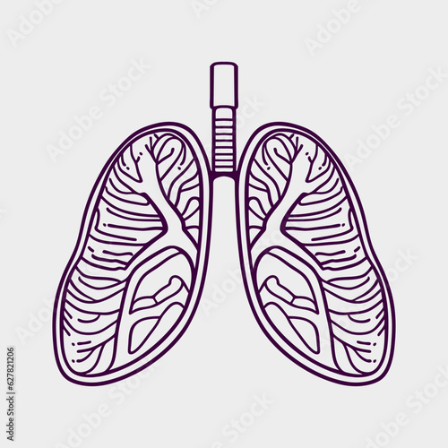 Lungs flat line icon. Vector pictogram of human internal organ, outline illustration for pulmonary clinic.Lungs' cancer