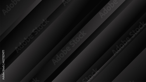 Black abstract geometric background with diagonal lines and shadows