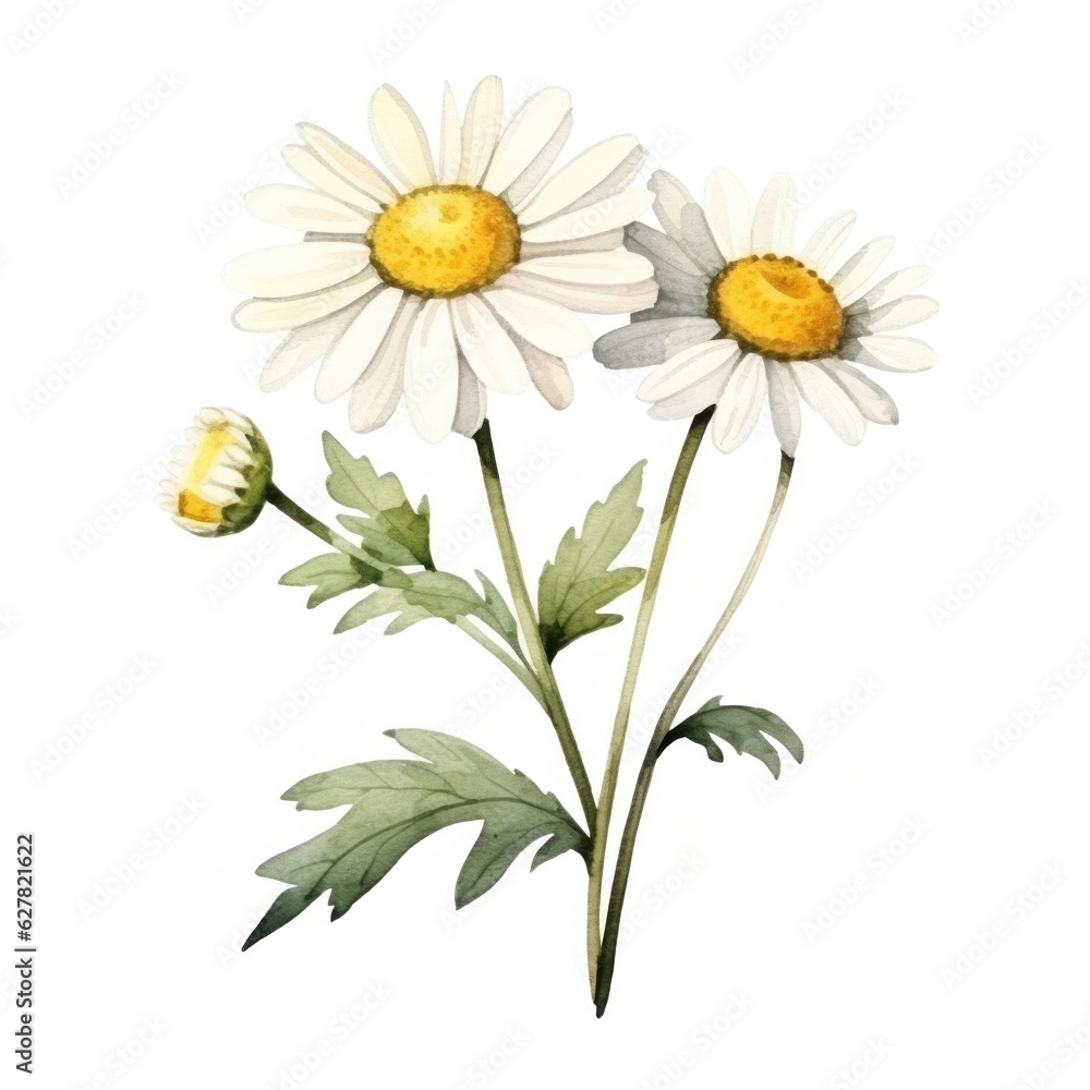 Watercolor chamomile flower isolated Watercolor chamomile flower isolated