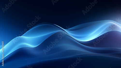 Blue waves with bright light on a vibrant background