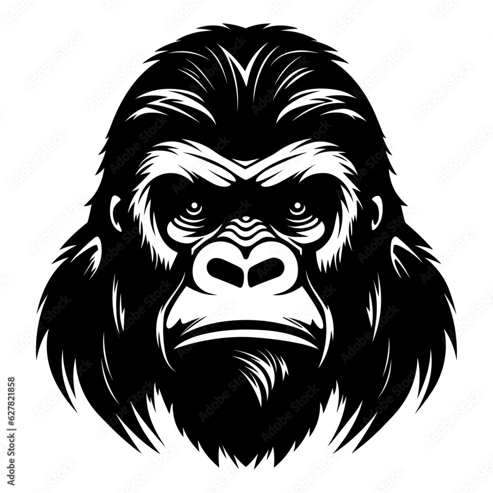black and white gorilla head black and white gorilla head