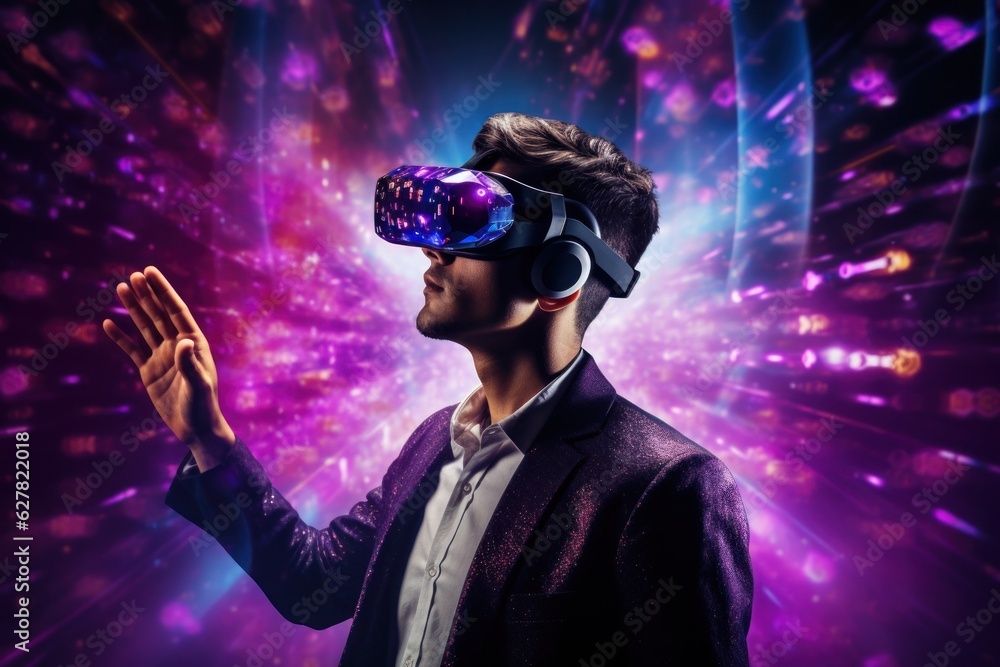 Young man in VR glasses