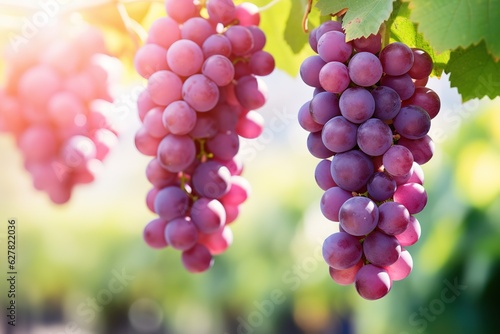 ripe bunch of grapes on the vine in the vineyard blurred dreamy background