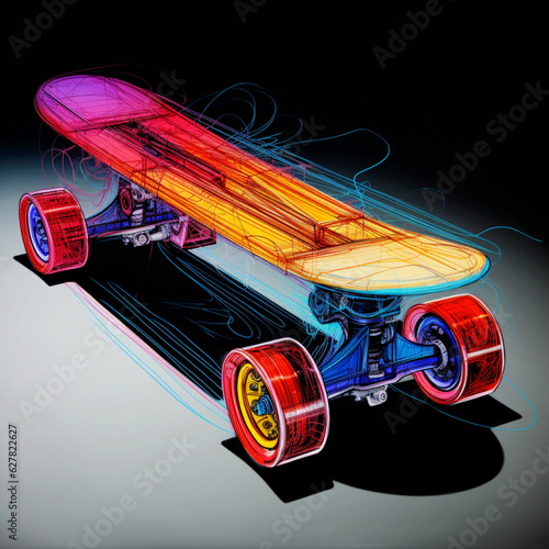 Skateboard with flames