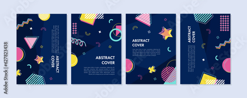 Set of abstract geometric memphis templates. Universal cover Designs for Annual Report, Brochures, Flyers, Presentations, Leaflet, Magazine.