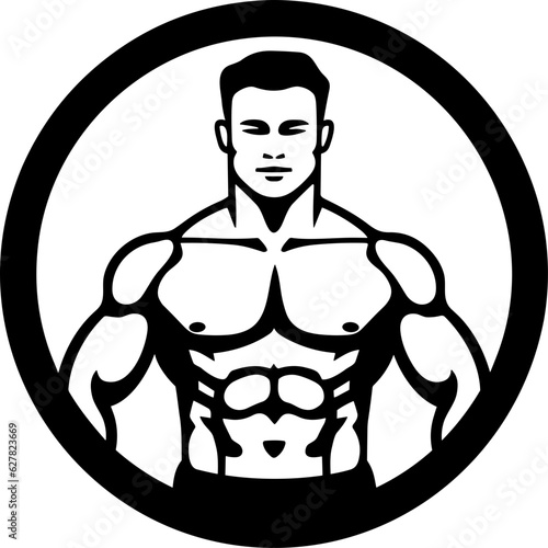 Asian bodybuilder fitness model black silhouette logo svg vector