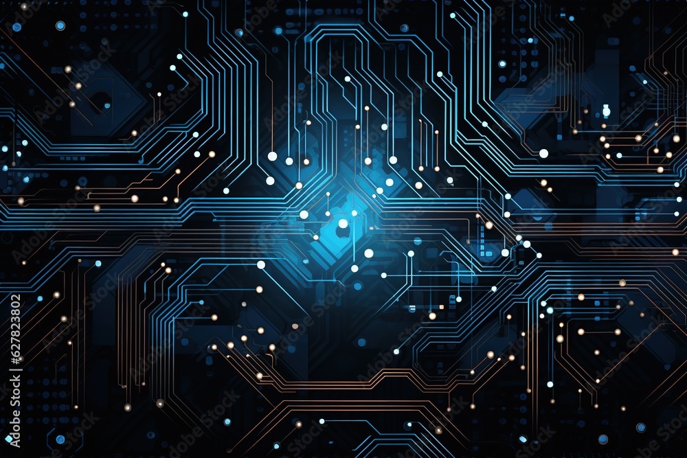 Circuit board background with abstract technology chip processor. Central Computer Processors CPU concept. Motherboard digital chip. Technology science background. Generative AI Circuit board background with abstract technology chip processor. Central Computer Processors CPU concept. Motherboard digital chip. Technology science background. Generative AI