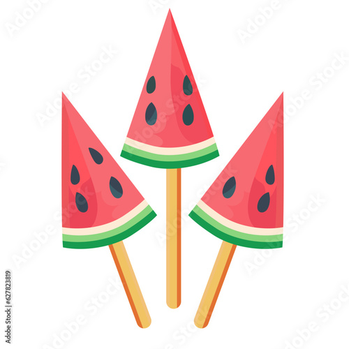 Sweet watermelon sticks vector illustration , Watermelon popsicle, ice pop , stock vector image