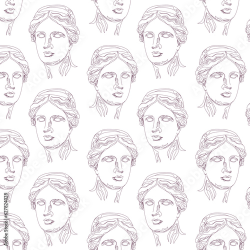 Seamless vector pattern. Sketch for a Greek sculpture of Venus de Milo.