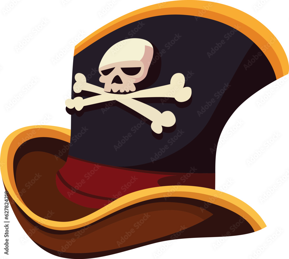 Captain pirate hat with skull and crossbones symbol vector illustration ...