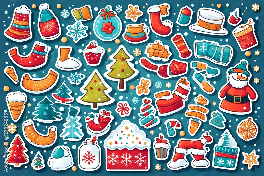 Merry Christmas and winter stickers to use on your invitation card or templates.