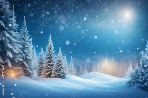 Winter landscape with snowfalling © Asad