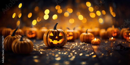 Halloween - Gruseliger Kürbis - Horror Hintergrund mit Platz für Text